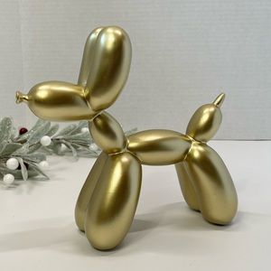 Gold Balloon Animal Dog Sculpture Home Decor Coffee Table Shelve Desk Decorative